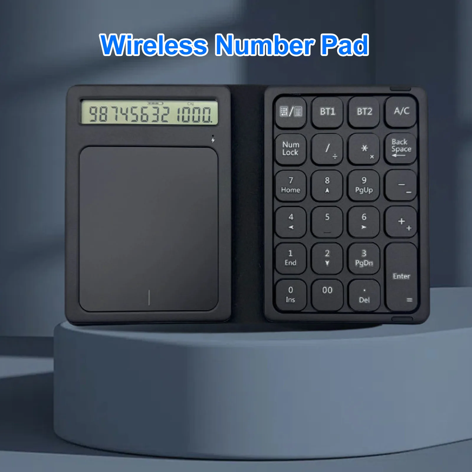

Wireless Numeric Keypad 2 Device Connectivity Bluetooth Numeric Keyboard Foldable Calculator Function for Financial Accounting