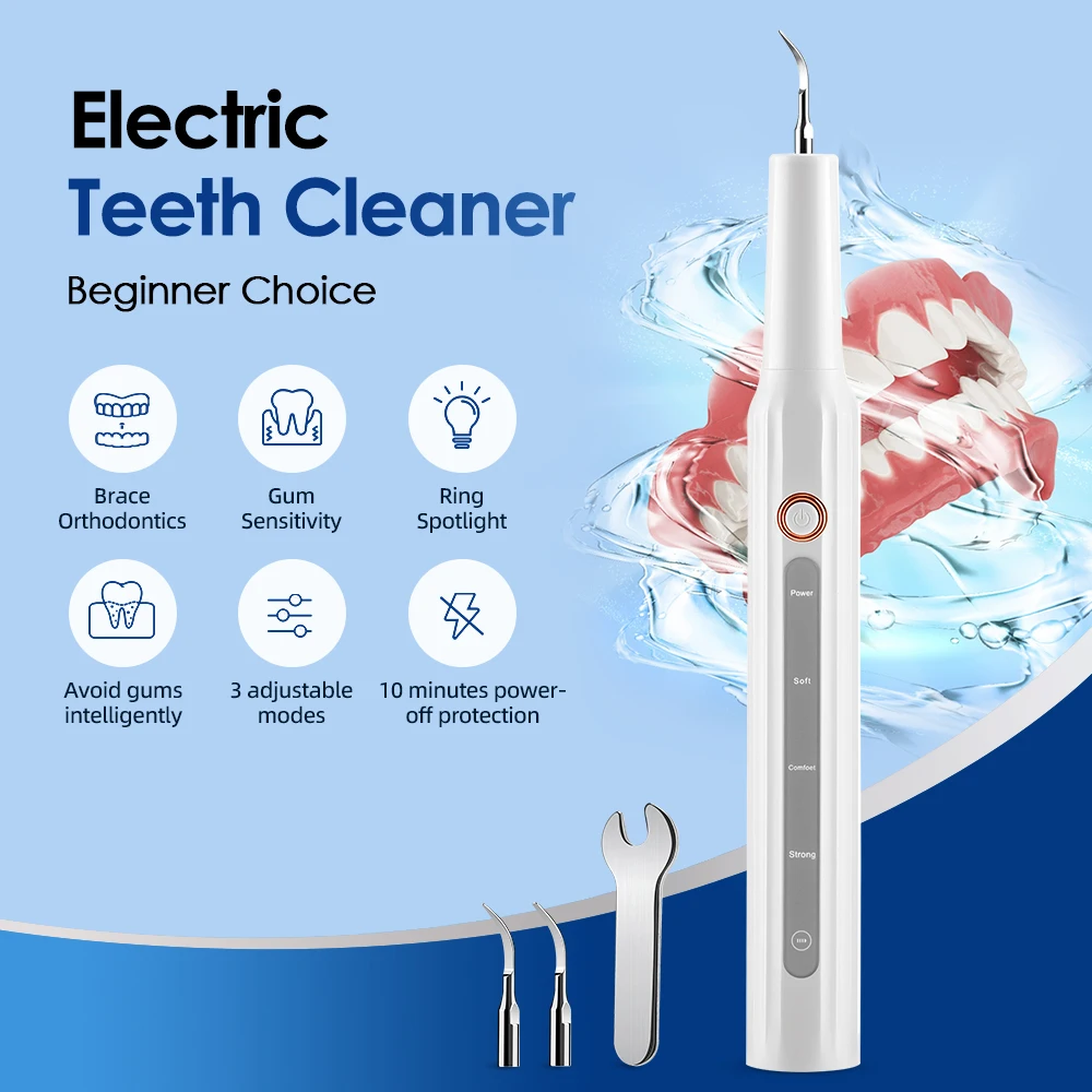 Ultrasonic Dental Calculus Remover Electric Teeth Cleaner Vibration Teeth Plaque Scaler Tartar Removal Oral Care Deep Clean Tool