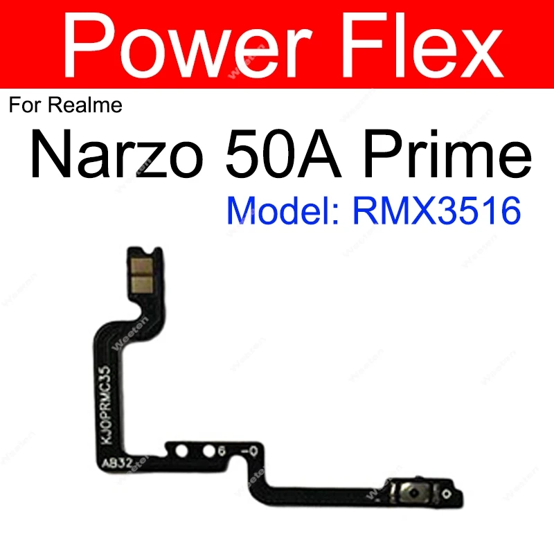 Power Volume Flex Cable For Realme Narzo 50 60 Pro 50i 50A Prime Narzo 60X On OFF Power Volume Buttons Side Keys Flex Cable