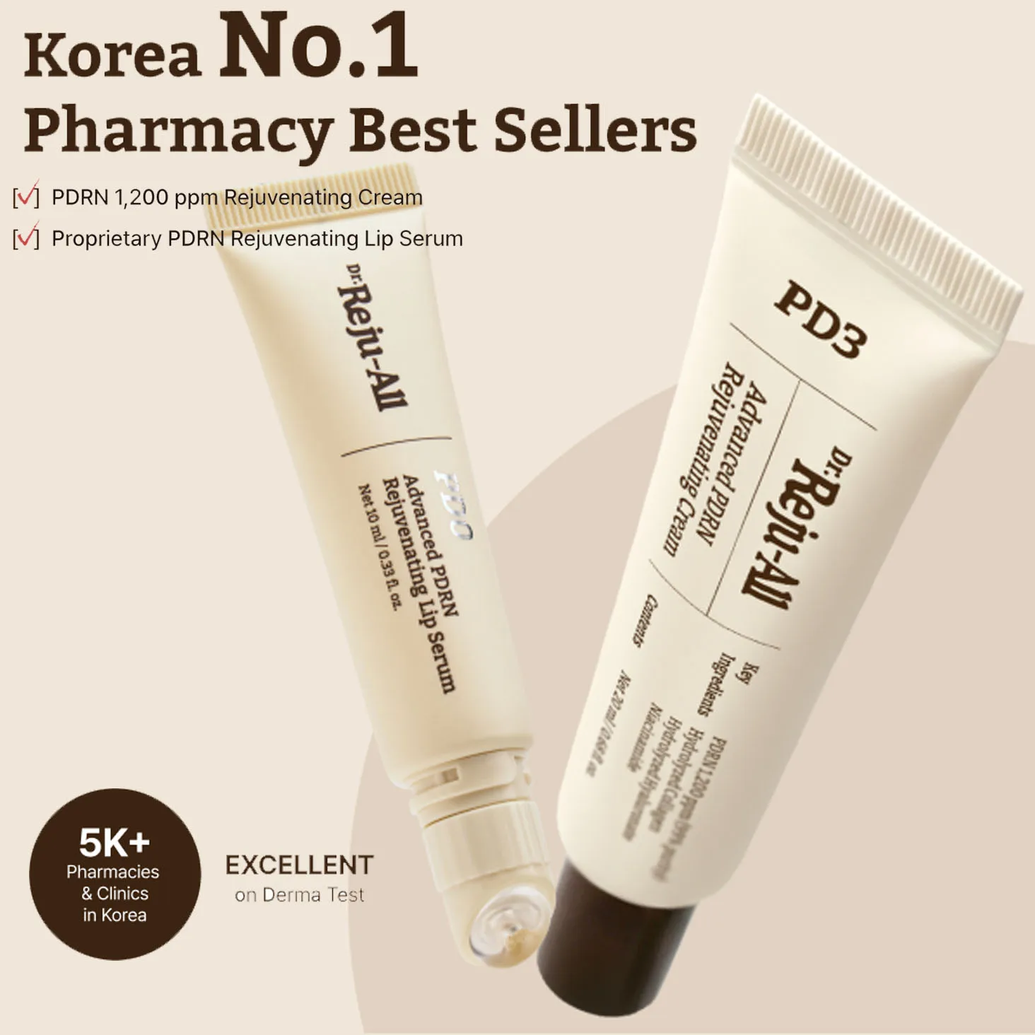 Dr.Reju-All Advanced PDRN Rejuvenating Cream+Facial Lip Serum Balm Hydration & Plumping Moisturizer Korean Skin Care Daily