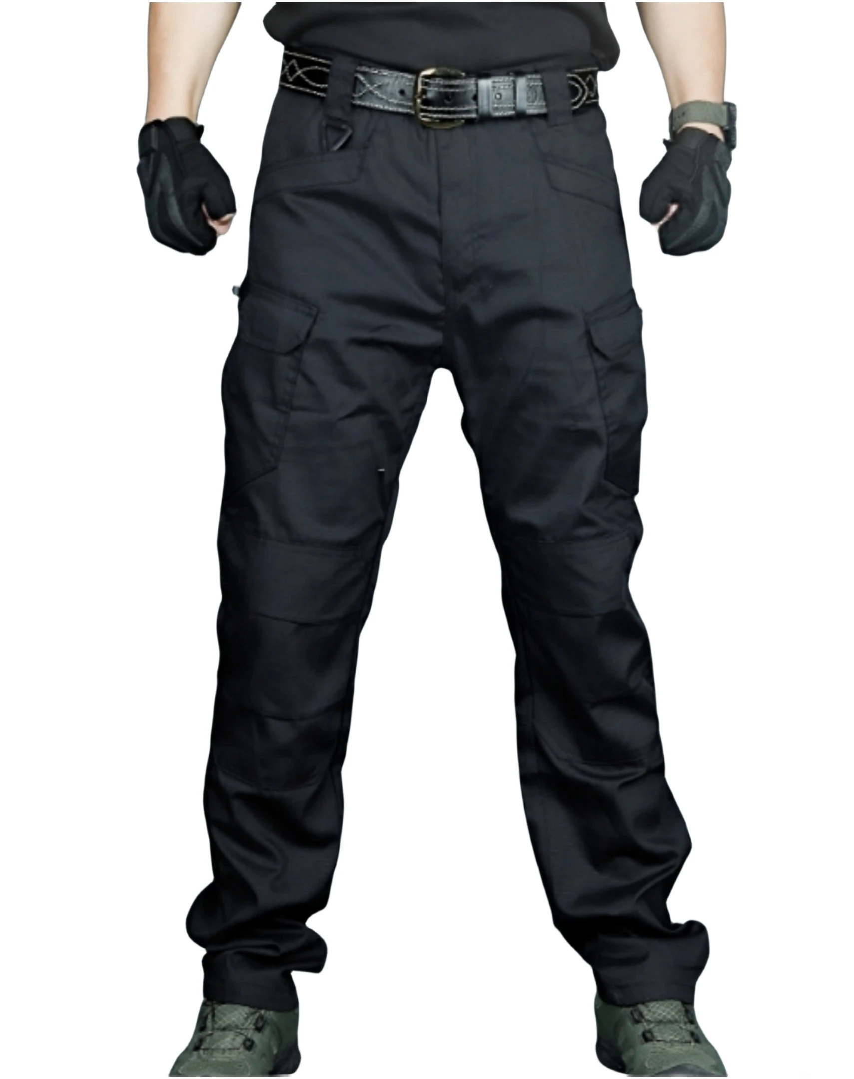 Men's Tactical Trousers Slim Pants Outdoor Overalls Straight Training Multiple Pockets Hiking Fishing Casual Pants IX7