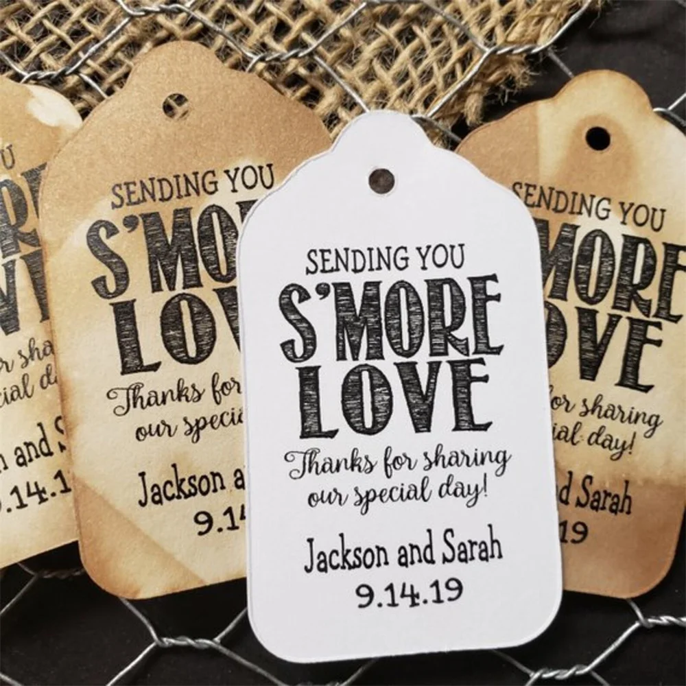 50PCS Sending You Smore Love Thanks for Sharing our Special Day LARGE Tags Personalized Wedding Favor Tag S'more Love