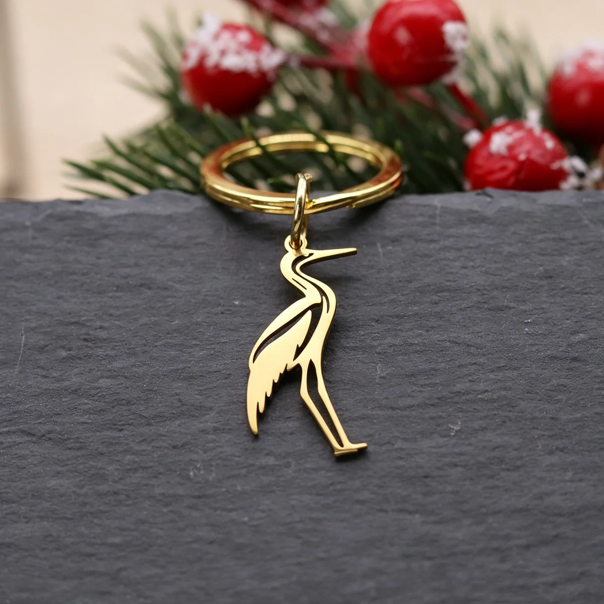 Fashion Heron Crane Keychain Stainless Steel Bird Animal Key Ring llaveros para mochila Cute Keychains for Backpack Decor Gift
