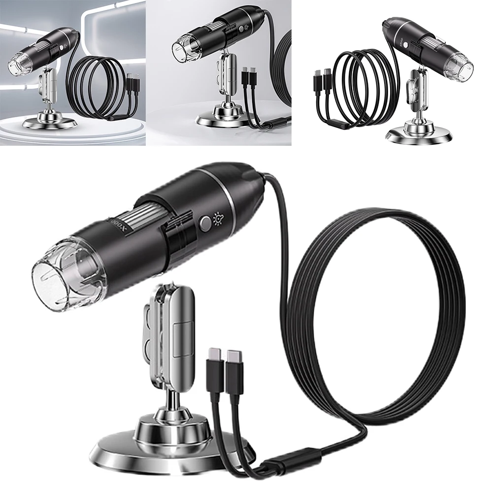

1600X Magnification Endoscope 8 LED Portable Electronic Microscope with Stand Optical Microscope for Jewelry Appraisal Video