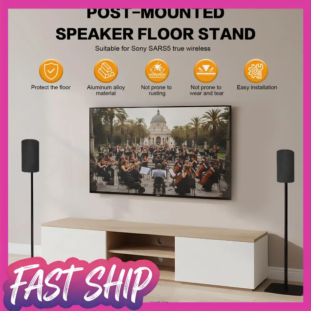 

1 Pair Speaker Stands for Sony SA-RS5 System Wireless Rear Speaker Stands Easy DIY Assembly Aluminum Alloy with Cable Management