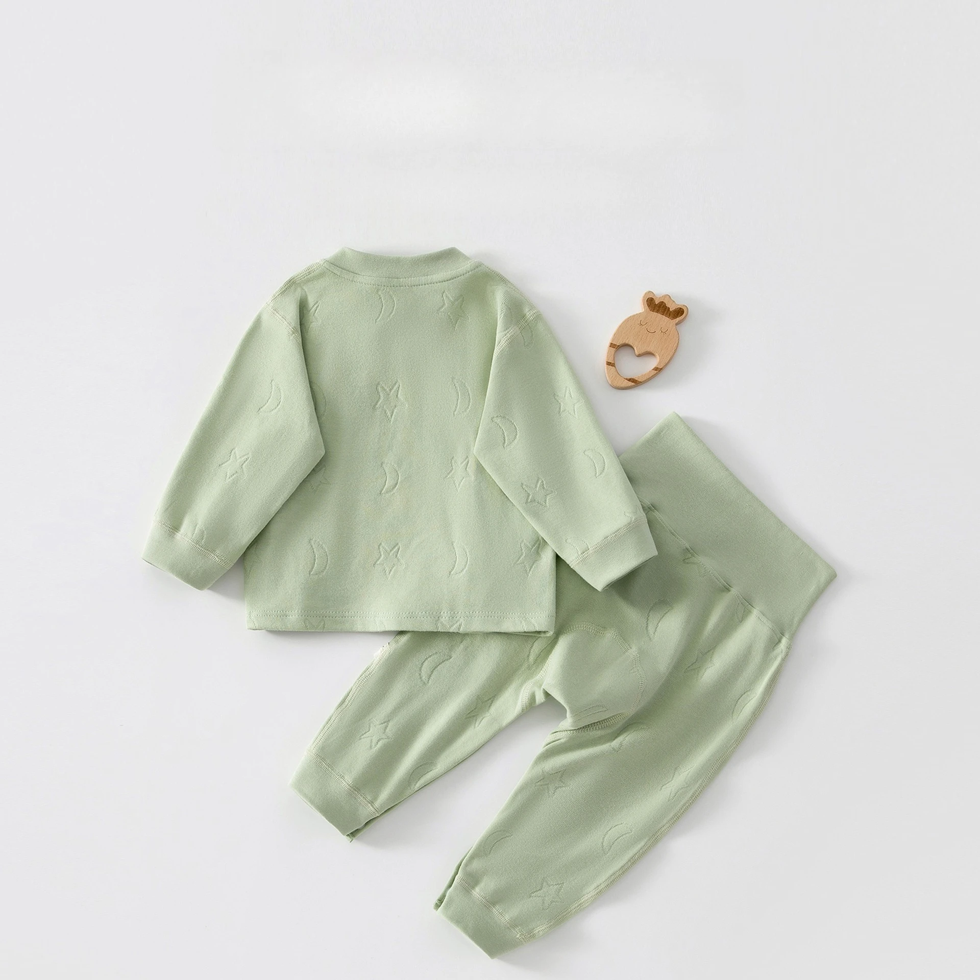 Autumn Newborn Baby Long Sleeved Long Pants 2-piece Set for Boys Solid Color Pajamas Sleeping Pants Baby Girls' Outdoor Clothing