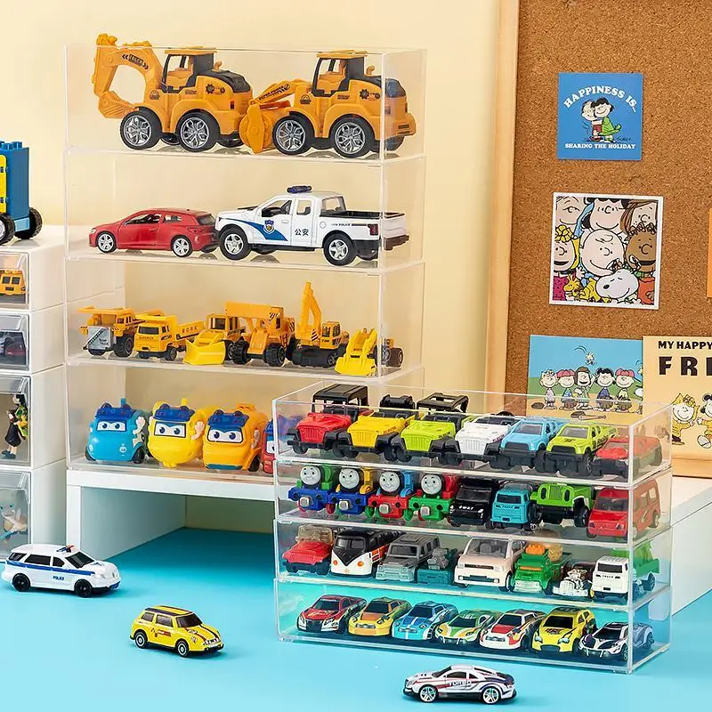 

Stackable Toy Cars Display Case for Tomica,Hot Wheels,Matchbox Car,Transparent Storage Box for Toy Car Model Dustproof Organizer