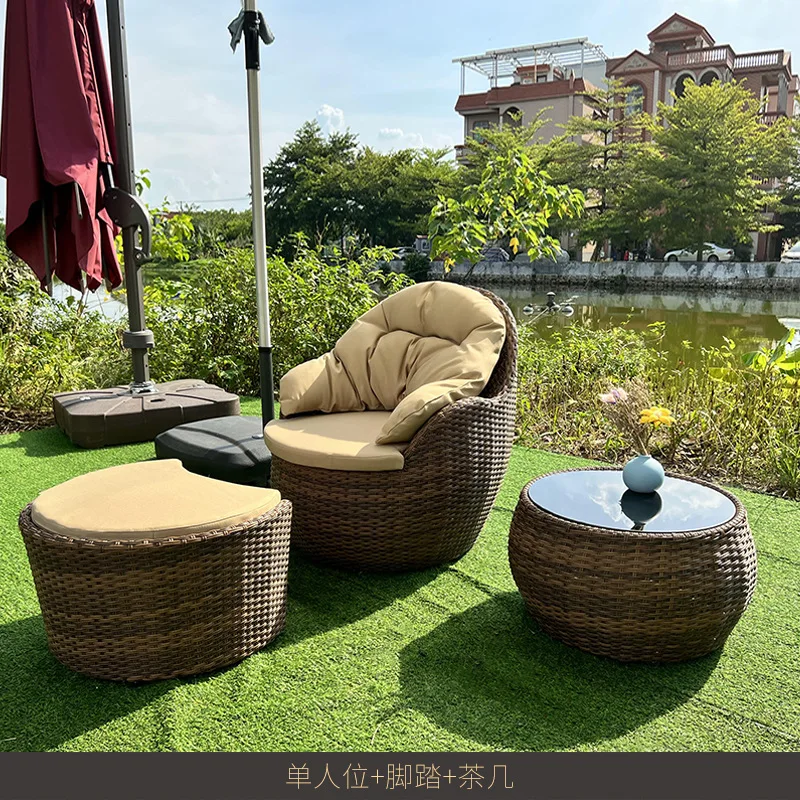 Balcony table, chair, leisure rattan chair three-piece set of residential outdoor courtyard household rattan sofa