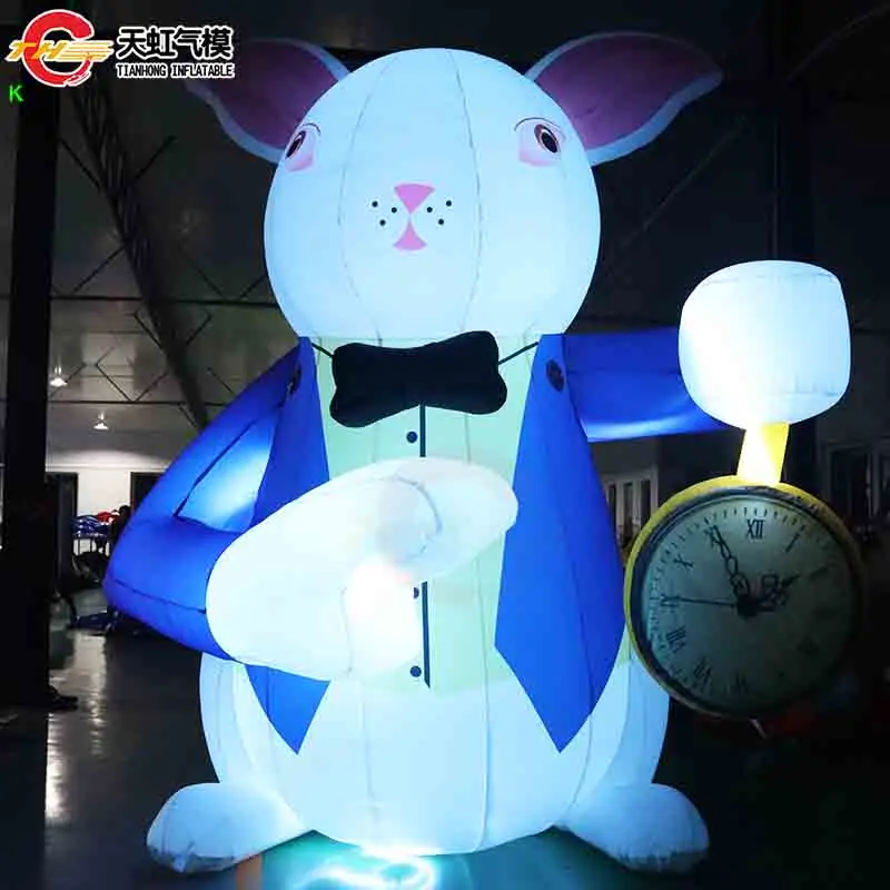 Fast Ship 6m-19ft Giant Lighting Bunny Model for Easter Commercial Inflatable Rabbit With Clock Stage Decoration Animal Models