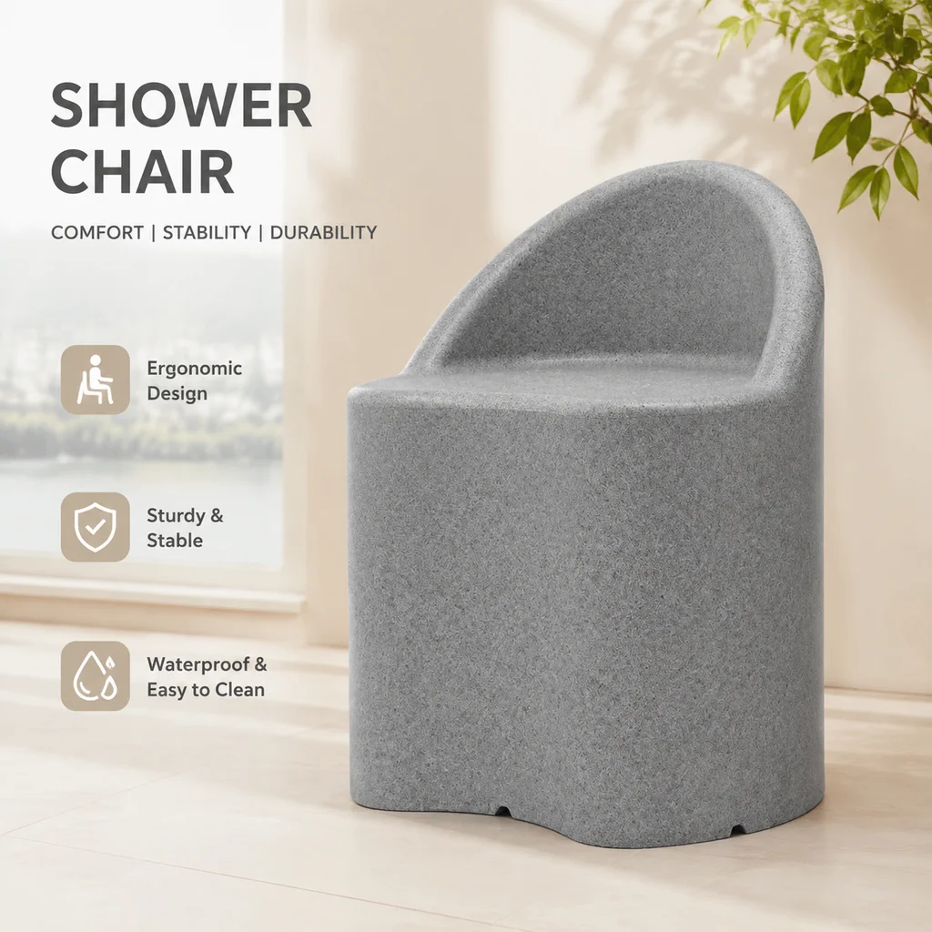Lightweight EPP Shower Chair for Seniors and Pregnant Users – Non-Slip Bath Stool with Thickened Seat, Home Safety Design