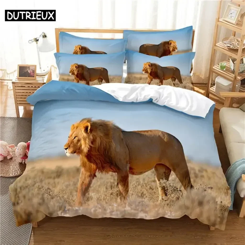 Deep Lion Comfortable Duvet Quilt Cover Pillowcase Bedding Set Children Bedroom Decoration Home Textile