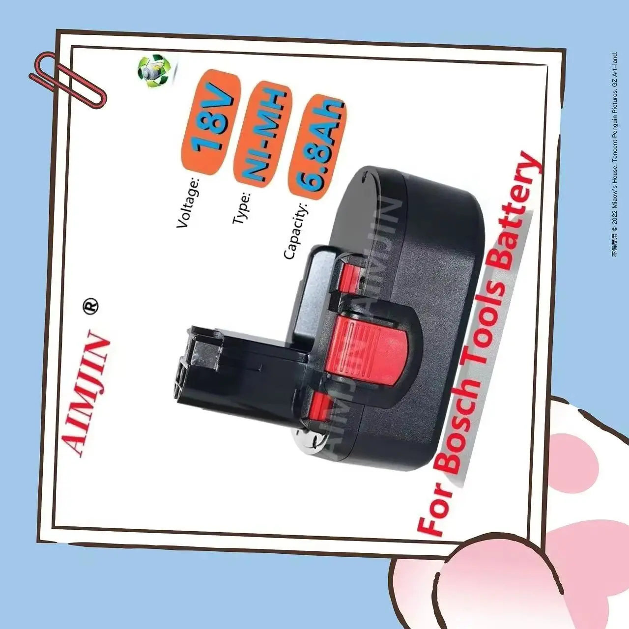 

18V 6800mAh Ni-Mh Battery for Bosch BAT025 GSB 18VE-2 Electric Drill Screwdriver Tool Replacement High Capacity Power Cell