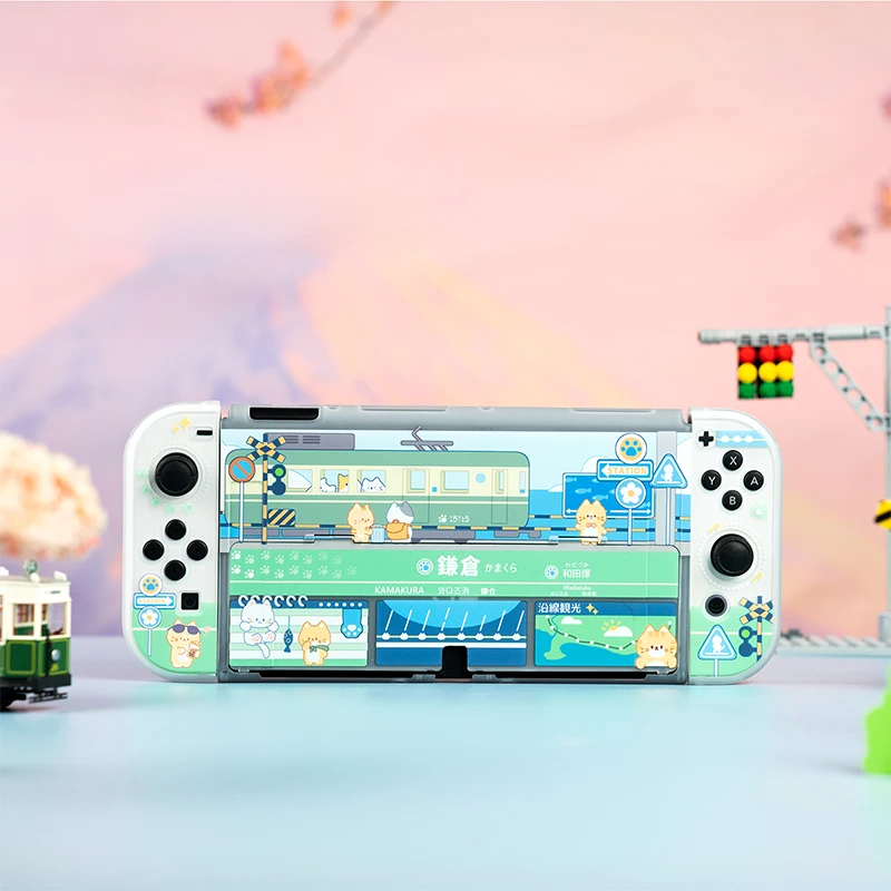 Nintendo Switch用の素敵な猫の描画付きの保護ケース,Nintendo Switch用の保護シェル付きハードケース,アクセサリー