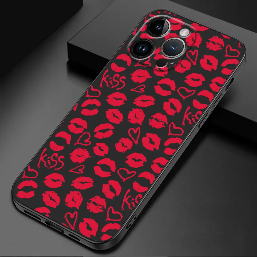 Case for Motorola Moto Edge 30 Neo G200 5G G9 Plus One Fusion Plus Edge 40 Pro Edge 20 Pro Sexy Girl Red Black Lips Kiss Cover