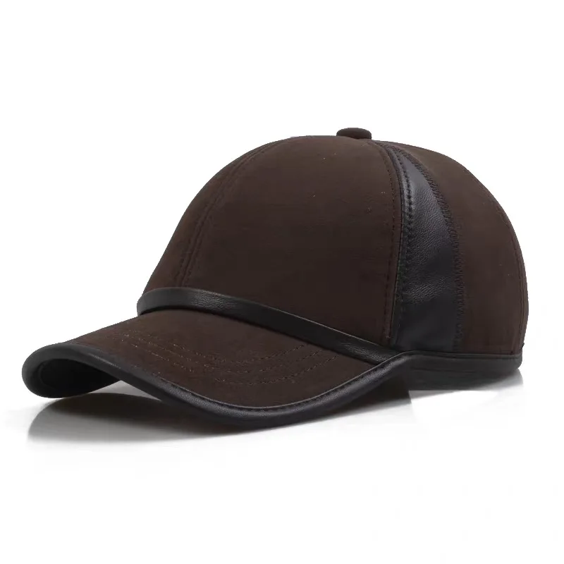 2025 Retro Man Genuine Suede Leather Print Baseball Caps Splicing Male Casual Sheepskin 55-60 Adjustable Sports Flight Hats