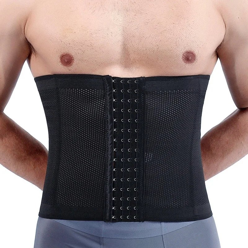 Entrenador de cintura ajustable para hombre, ropa moldeadora transpirable, Control Abdominal de malla, banda de envoltura Abdominal, ejercicio