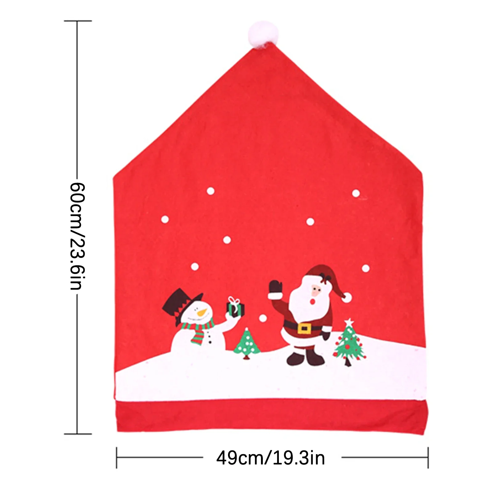 Red Christmas Chair Seat Cover Cute Cartoon Old Man Snowman Non-woven Christmas Hat Covers For Stools