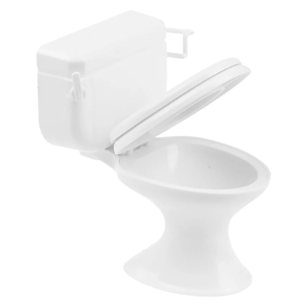 Mini Toilet Dollhouse Accessories Pure White Miniature Bathroom Plastic Furniture for Pretend Play Child Imagination