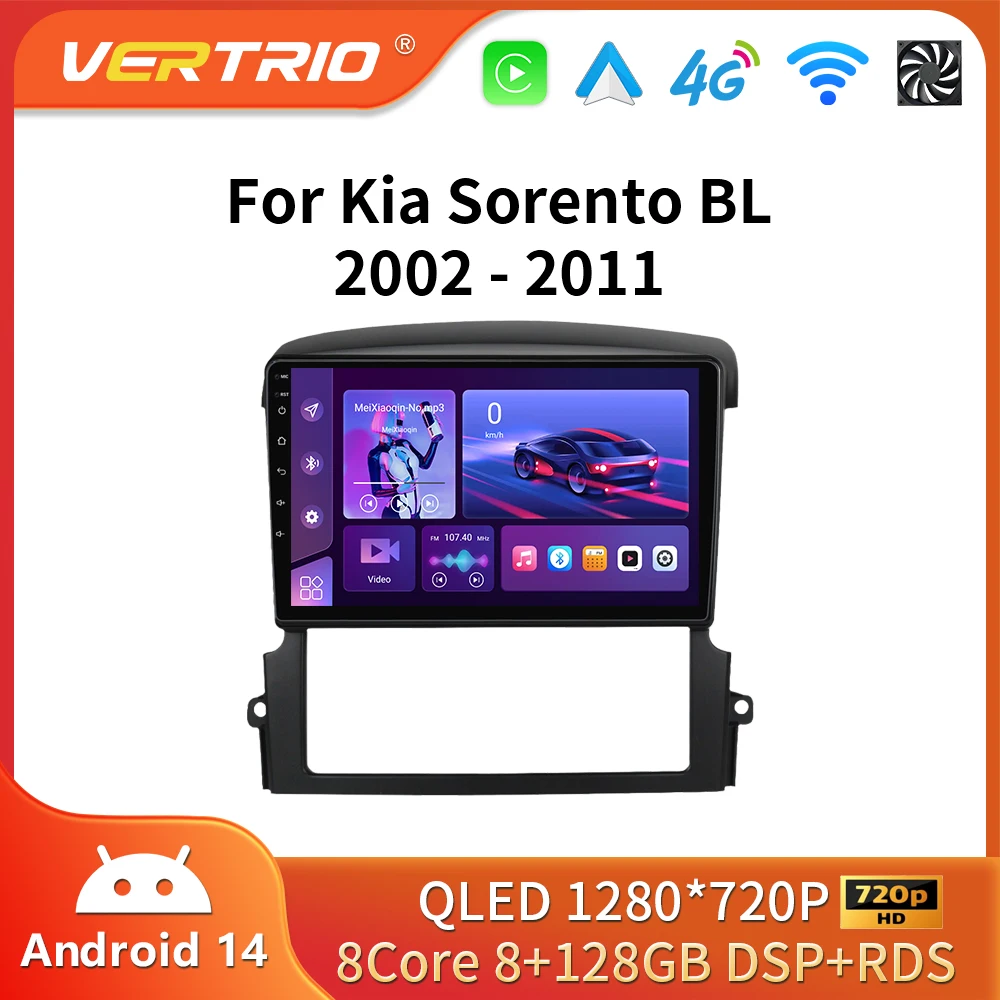 Android 16 Carplay Auto 4G Car Radio Multimedia Player For Kia Sorento BL 2002 - 2011 DSP 2din Autoradio Stereo Head Unit GPS