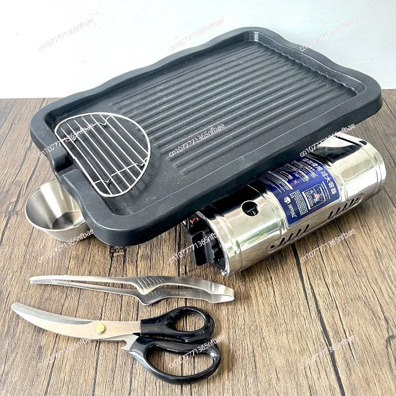 The same rectangular barbecue pan in the restaurant does not stick to the barbecue pan.