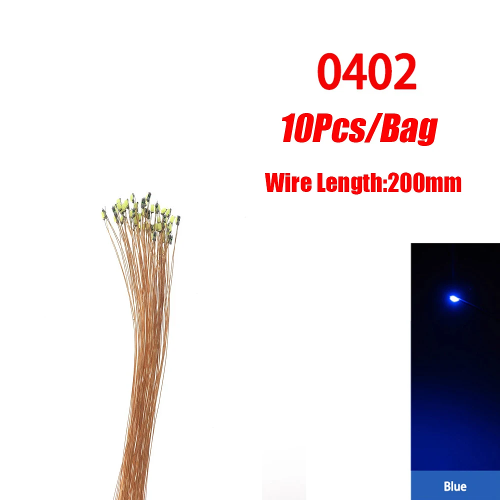 10 teile/los 0402 0603 SMD Lampe Wired Micro Led Vorgelötet Micro Litz Wired Chip 20 cm 3 V Eisenbahn modell Szenen