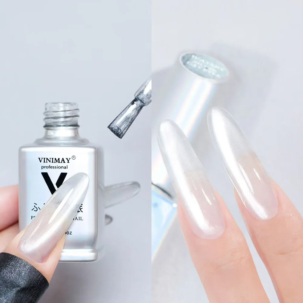 VINIMAY Silver Crystal Cat Eye Gel Nail Polish Set Magnetic UV Soak Off Gel Varnish Glass Bead Cat Eye Gel 15ML