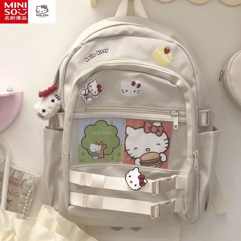 Sanrio Hello Kitty School Bag Junior High School Student Zipper Student Large Capacity Backpack Cute Sweet Kawaii School Bag