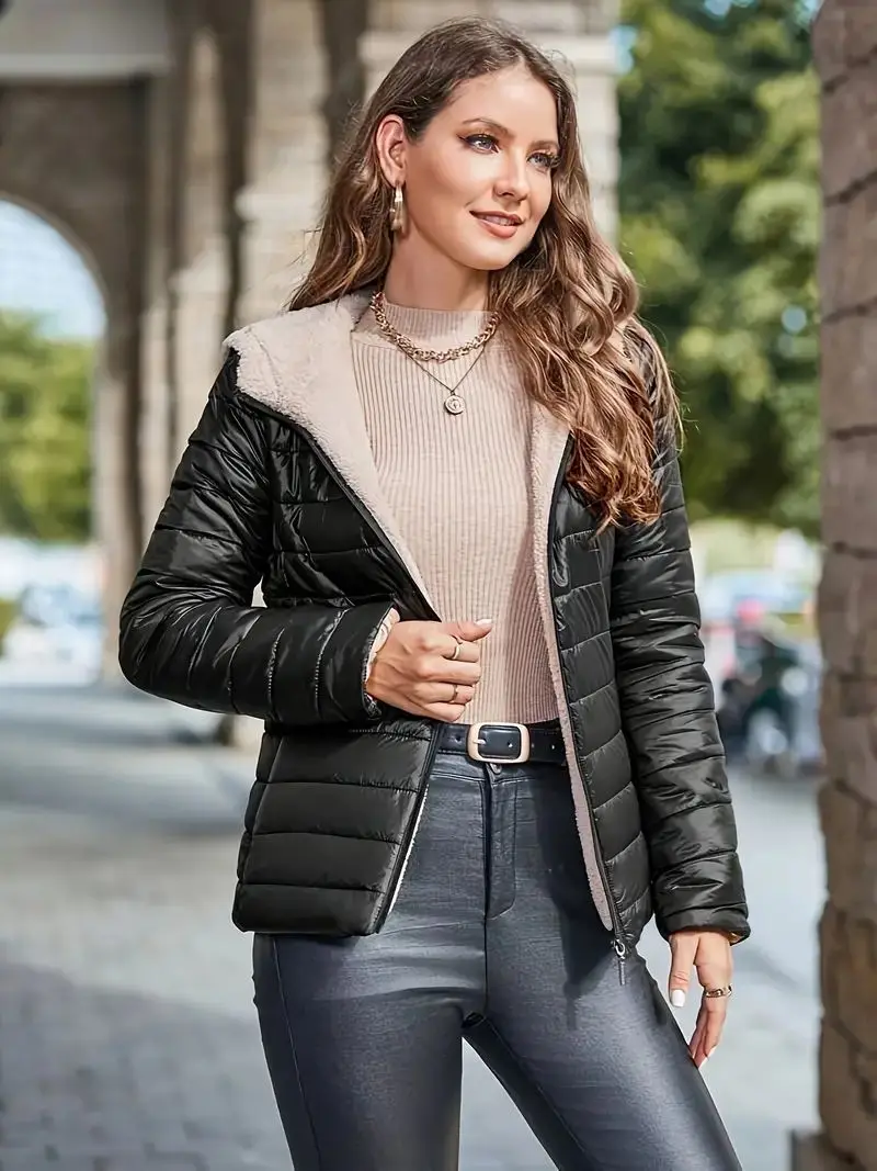 2025 خريف شتاء جديد أزياء قصيرة المرأة عارضة هوديي معطف دافئ المخملية الإناث تقليد لامب المخملية سترة #6