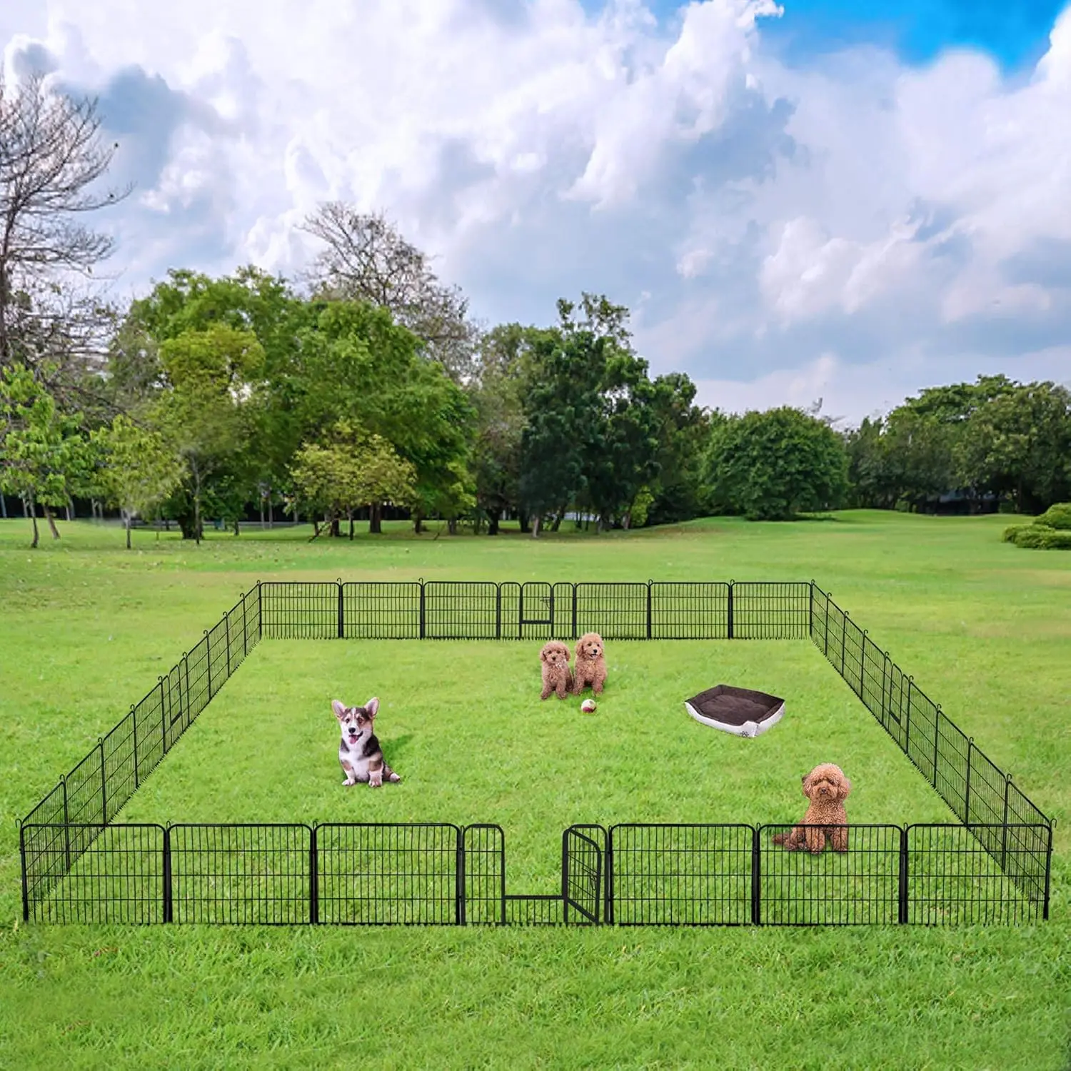 Topeakmart 32 Panel Dog Playpen 24 Inch High X 32 Inch Width Heavy Duty Metal Pet Playpen For Small/Medium Dogs Cat Rabbit