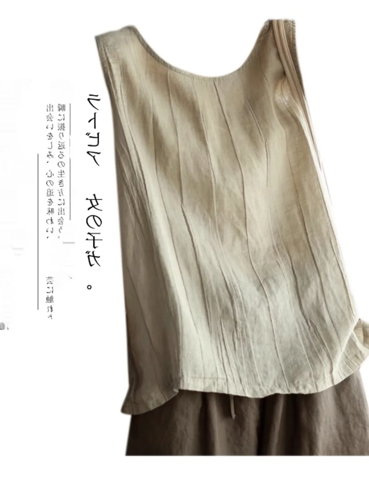 

Женский льняной жилет на бретелях, свободный крой, тонкий хлопковый льняной топ без рукавов, внутренняя одежда, винтажный круглый жилет Ne другой дизайн