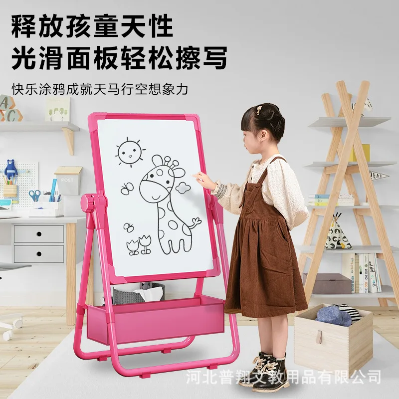 Scrittura cancellabile Tavolo da disegno per bambini Penna magnetica bifacciale per lavagna bianca e nera Insegnamento a casa Piccolo supporto per lavagna