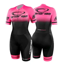 2023 Women Short Sleeve Speed Skating Suit Jumpsuit Roupa Ciclismo Straight Row Wheel Speed Skating Ironman Racecourse