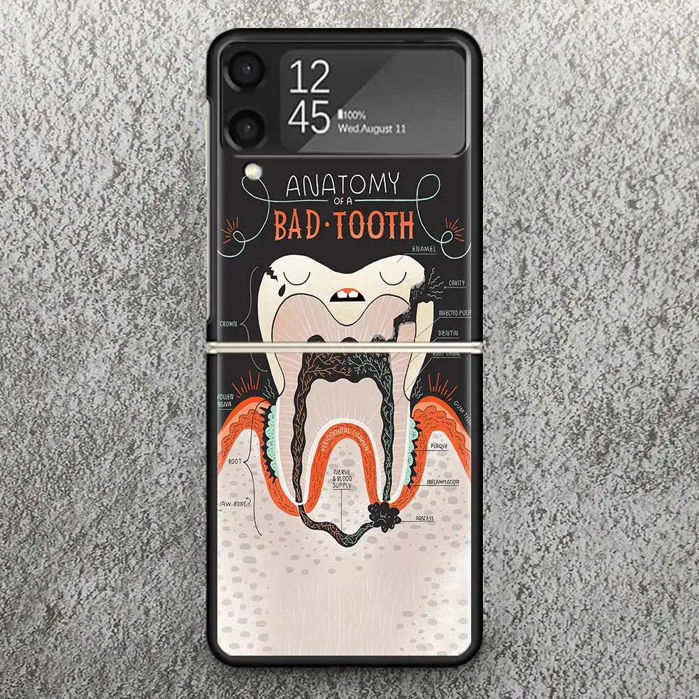 Wisdom Teeth Dentist Tooth Zflip4 Zflip5 Phone Case For Samsung Z Flip3 Flip4 Flip5 5G ZFlip 4 5 3 Cover Cellphone Shell Fundas