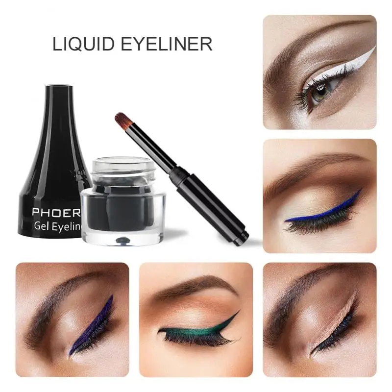 PHOERA 10Colors Eyeliner Gel Matte Long Lasting Waterproof White Gold Purple Eyeliner Pen Cream For Eyeshadow With Brush TSLM1