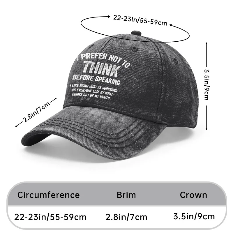 1 Vintage Washed Unisex Baseball Cap, I Don'T Want to Think about It, Adjustable, Suitable for Outdoor Activities and Casual Wear, a Gift for Men, Women, and Friends. I Like to Be Surprised by What Comes Out of My Mouth, Just Like Everyone Else.