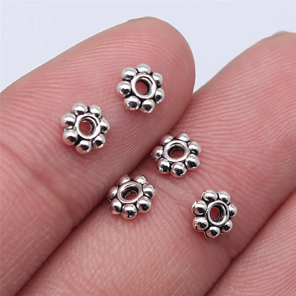 WYSIWYG 40pcs 5x5mm Vintage Spacer Beads For Jewelry Making Antique Bronze Color Small Spacer Bead Pendants Charm Spacer Bead