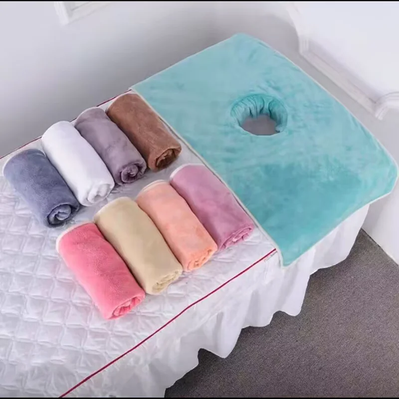 Sábana de media mesa de masaje para SPA, cama de belleza, toalla con agujero para la cara, 50x80cm