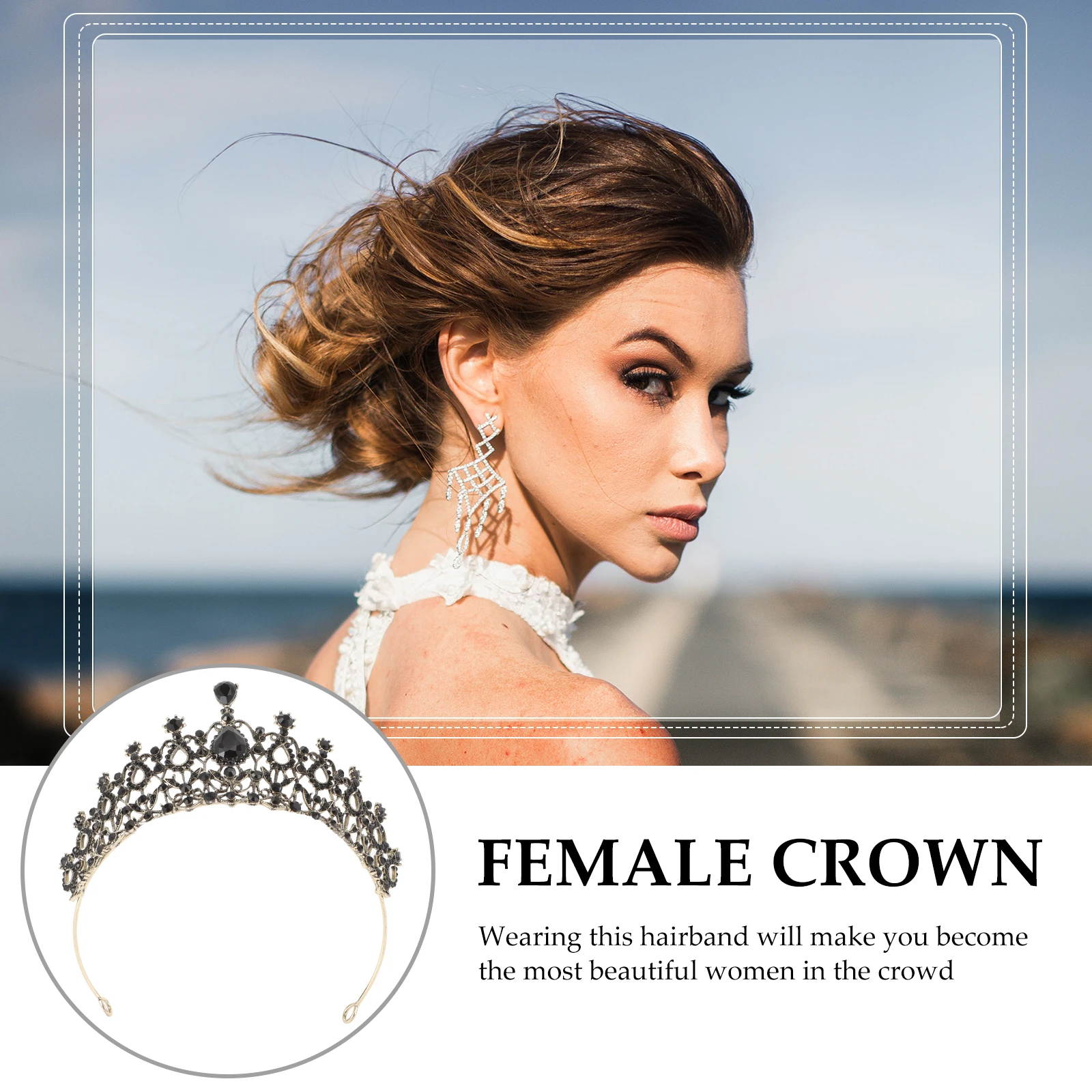 

1Pcs Baroque Rhinestone Crown Elegant Bridal Headpiece Wedding Dress Accessory Women Crown Party Headdress Party Headdress