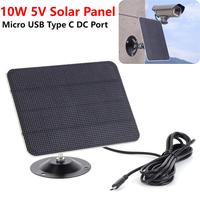 10W 5V Solar Panel Outdoor Solar Cell Charger for Security Camera Home Light System Micro USB Type C DC5521 Charging Solar Panel