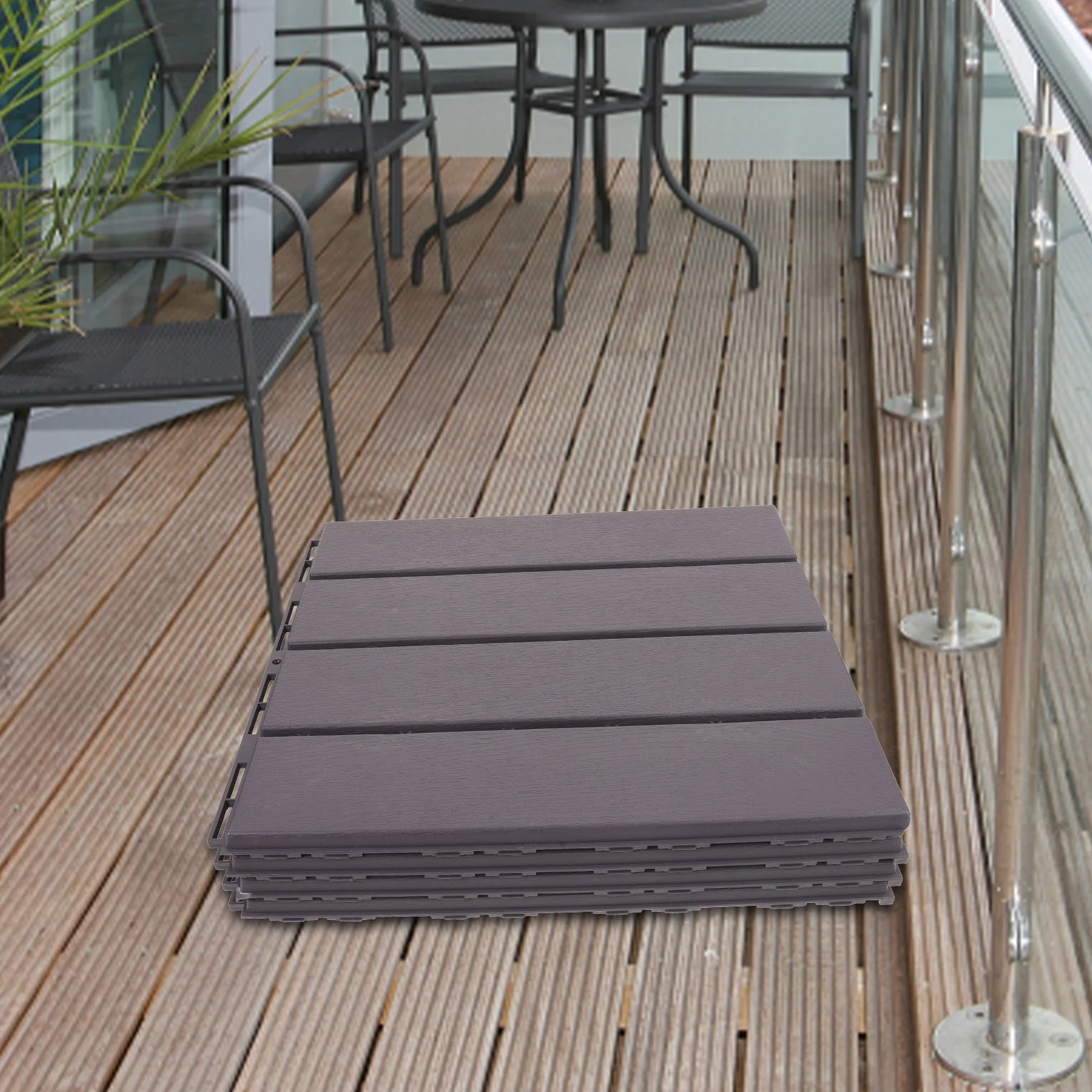 4 قطعة الذاتي تجميع المتشابكة بلاط سطح السفينة البلاستيك أرضيات خارجية شرفة سطح السفينة البلاط فناء البساط المتشابكة التزيين البلاط #4