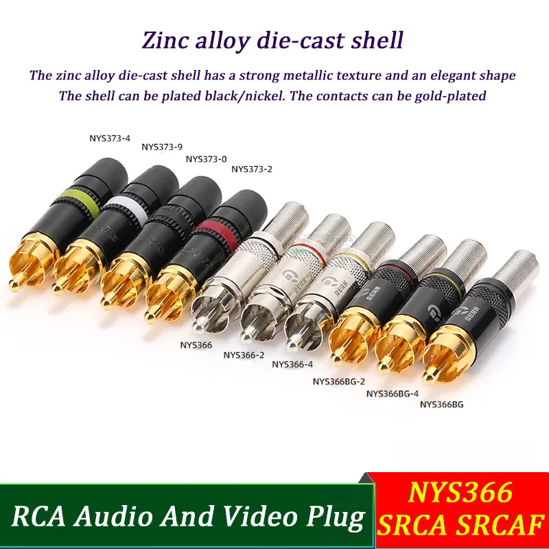 

NYS366BG 24K Gold Plated RCA Connector - Audio/Video Plug for Turntable, DVD, Speaker | Solder Terminal Hi-Fi AV Jack