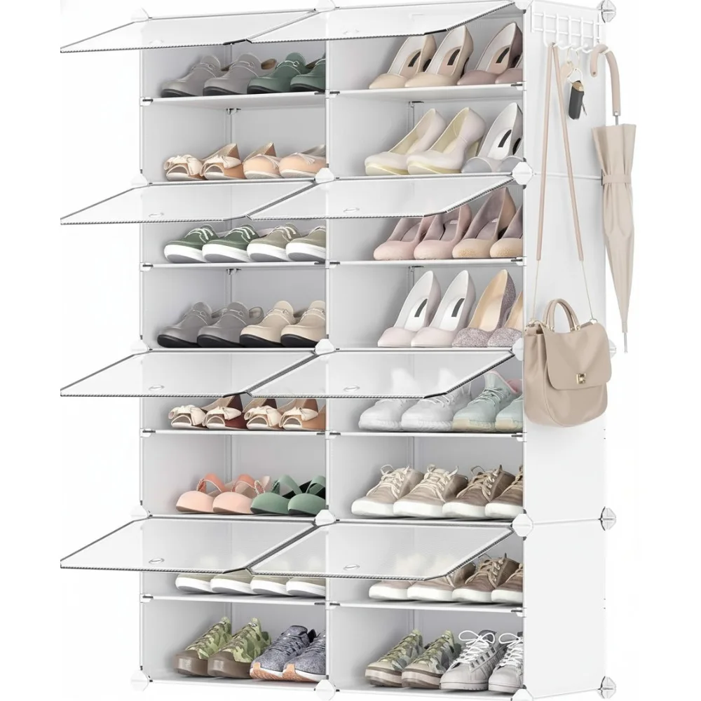

8-уровневый шкаф для хранения обуви, вмещает 32 пары, регулируемый органайзер для прихожей и шкафа, облачно-белый