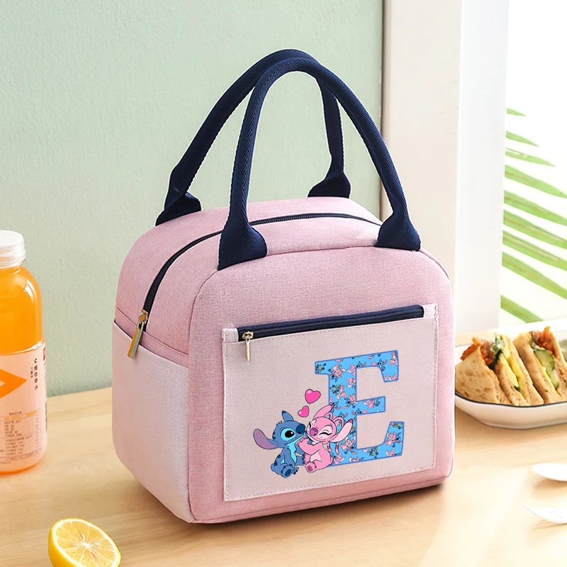 Stitch Disney Kids Lunch Pack borse isolate scatole per il pranzo lettera A-Z borsa a tenuta stagna addensata Cartoon Anime regali di compleanno