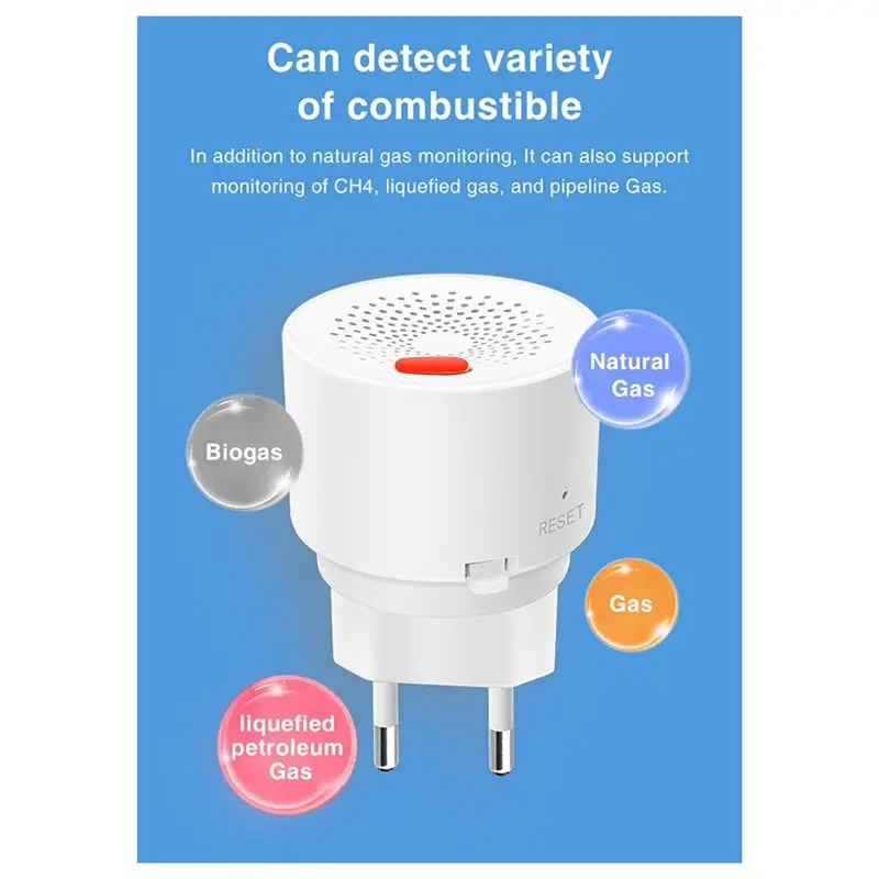 Zigbee Natural Gas Sensor Combustible Household Smart LPG Gas Leakage Alarm Fire Security Protection EU-PLUG-AEF7