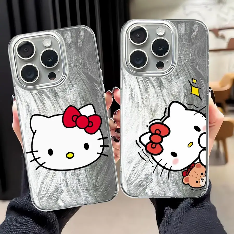 

Модный мягкий чехол для телефона с рисунком «Hello Kitty» для iPhone 13 Pro 14 Plus 15 11 14 16e 12 16 Pro Max 17 Air