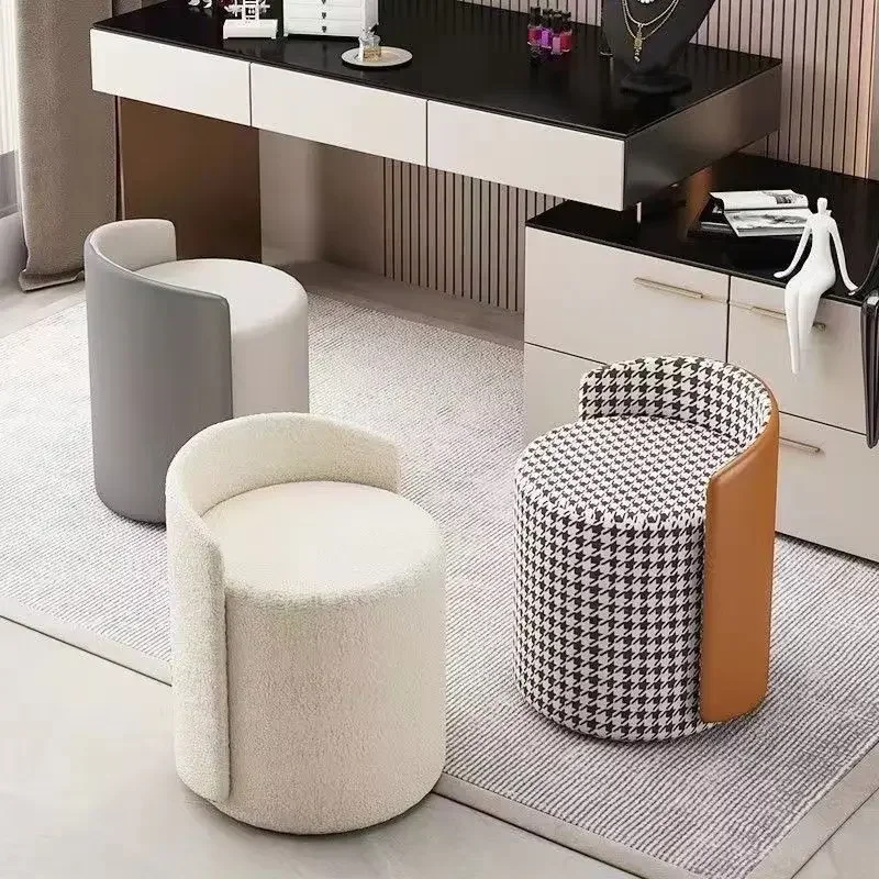 

Benches Footstools Rotating Minimalist Modern Design Restaurant Luxury Makeup Wear-resistant Soft Short Lamb Plush Furniture