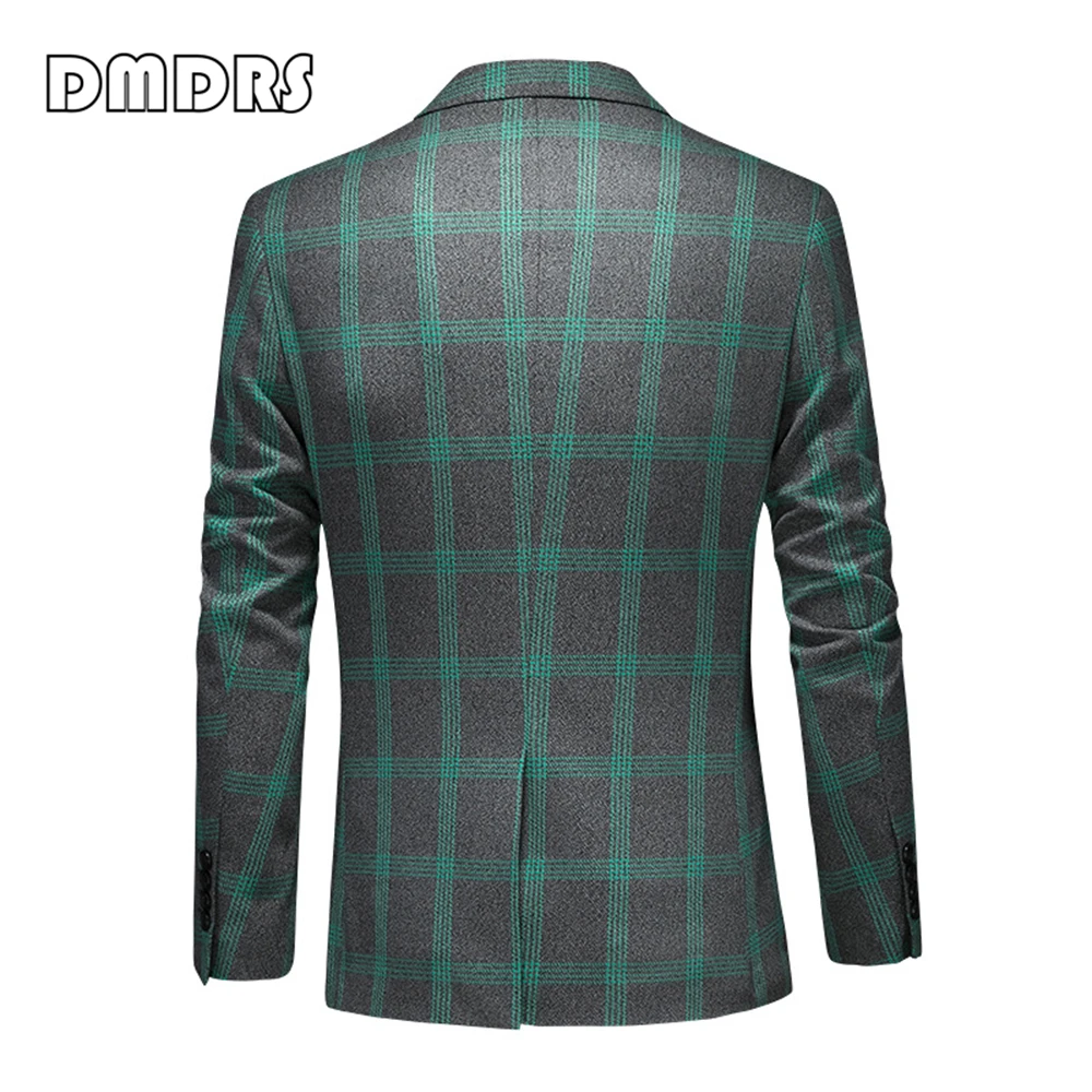 Newest Men's Fashion Suit Jacket, Patterned M to 5XL One Button Plaid Blazer, Real Images High Quality Casual Smart Suits