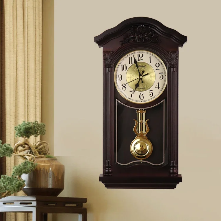 Chinese Large 3D Wall Clock Vintage Living Room European Pendulum Clock Wall Luxury Antique Retro Pendule Mural Loft Decor SC322
