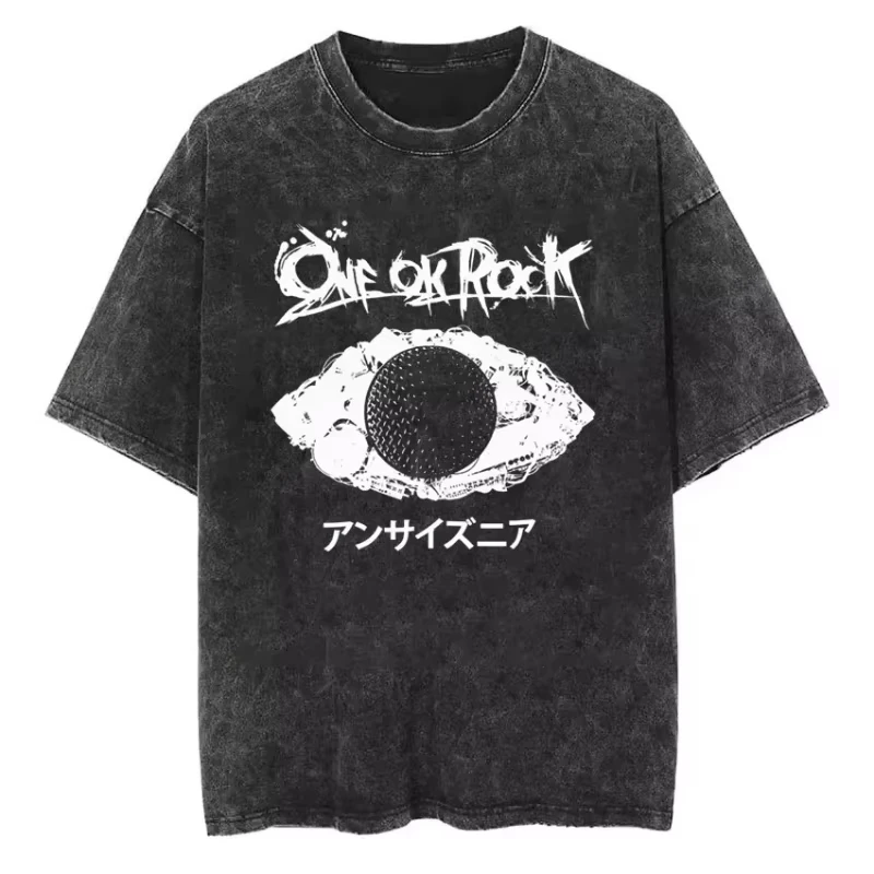 

Винтажные футболки One Ok Rock Tour Tengkorak с эффектом потертости, мужские и женские, хлопковые, летние, оверсайз, в стиле хип-хоп, Harajuku, YK2, трендовые топы