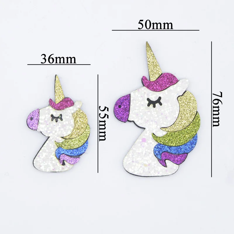 10Pcs Padded Glitter Powders Kawaii Unicorn Patches for Crafts Clothes Decor Appliques DIY Headwear Hair Clips Accessories